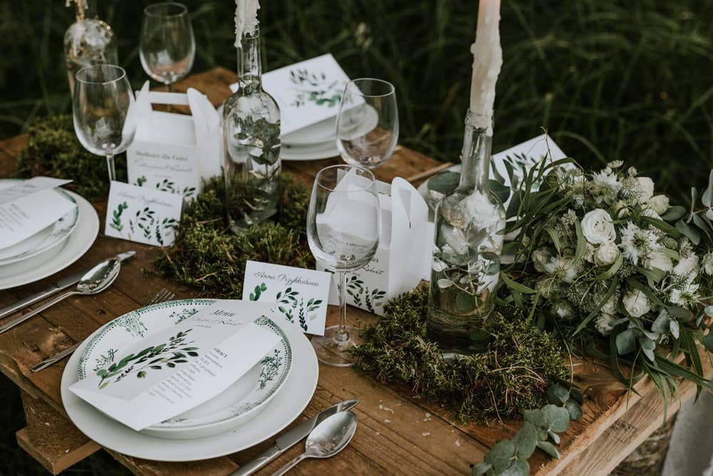 Cancelleria nuziale stile greenery menu e segnaposti Amelia Wedding