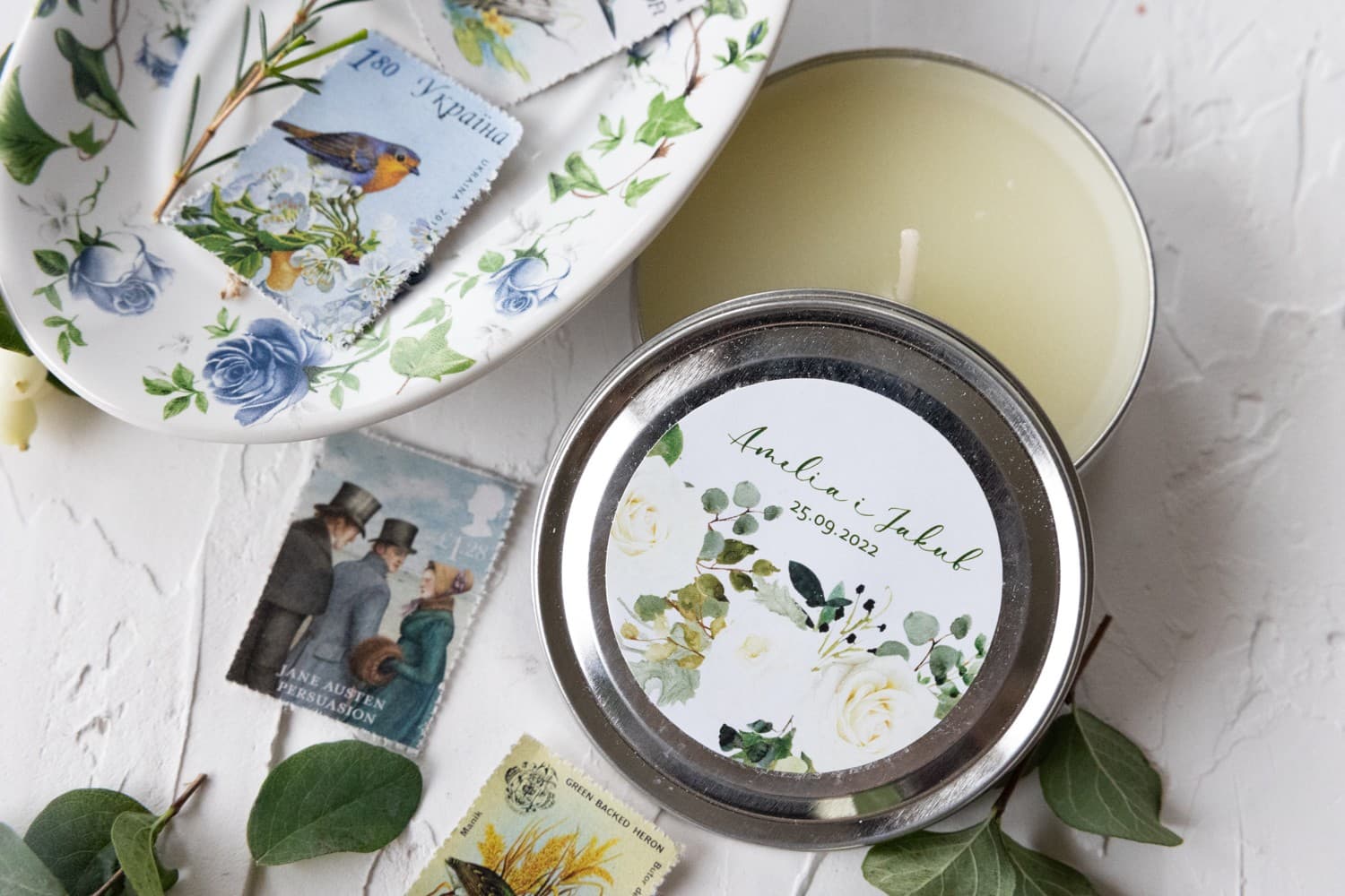 Duftkerze in der Dose Weiße Rose & Eukalyptus | Gastgeschenke | Korani Nr. 12 - 2