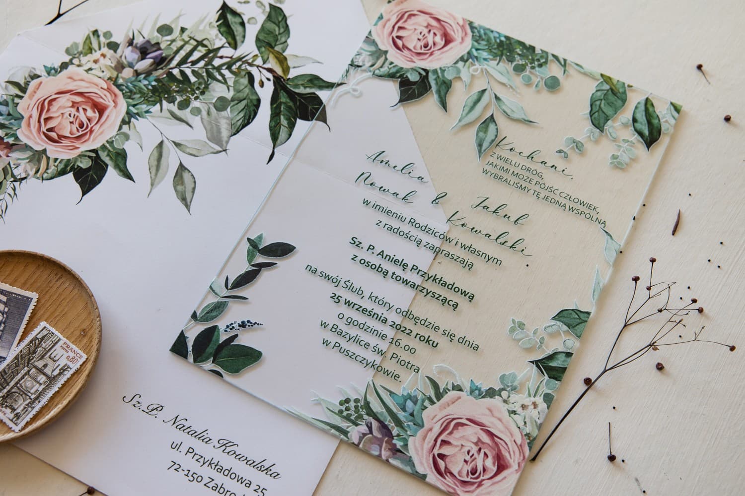 Korani No. 11 Glass Wedding Invitations – Pink Peonies - 3