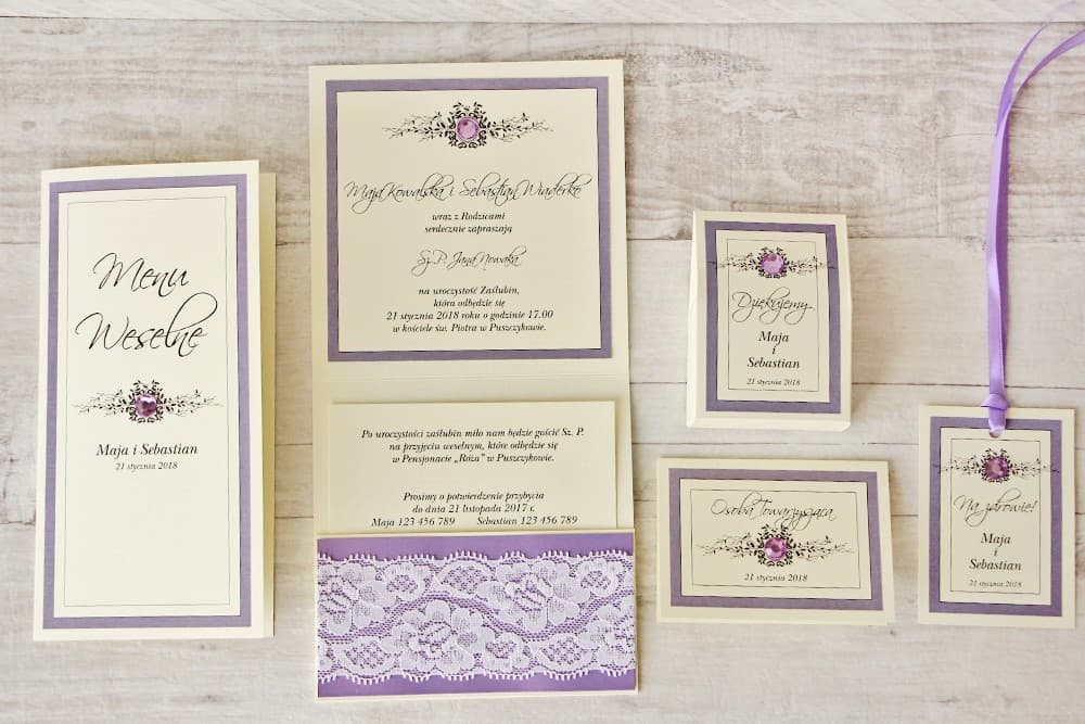 Wedding Stationery Sample Pack with Lace, Place Card, Menu | Wedding Invitation Samples | Lace Collection No. 3