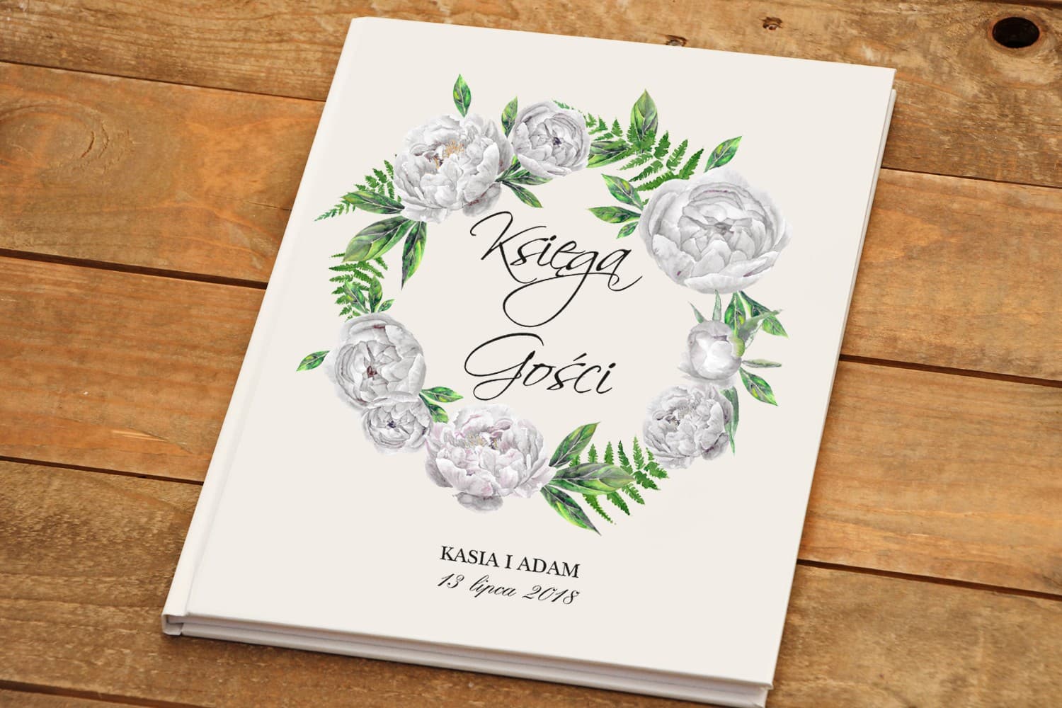 Elegante Libro de Firmas con Peonías, Personalizado | Libro de Firmas de Boda A4 | Kalia Nº 8