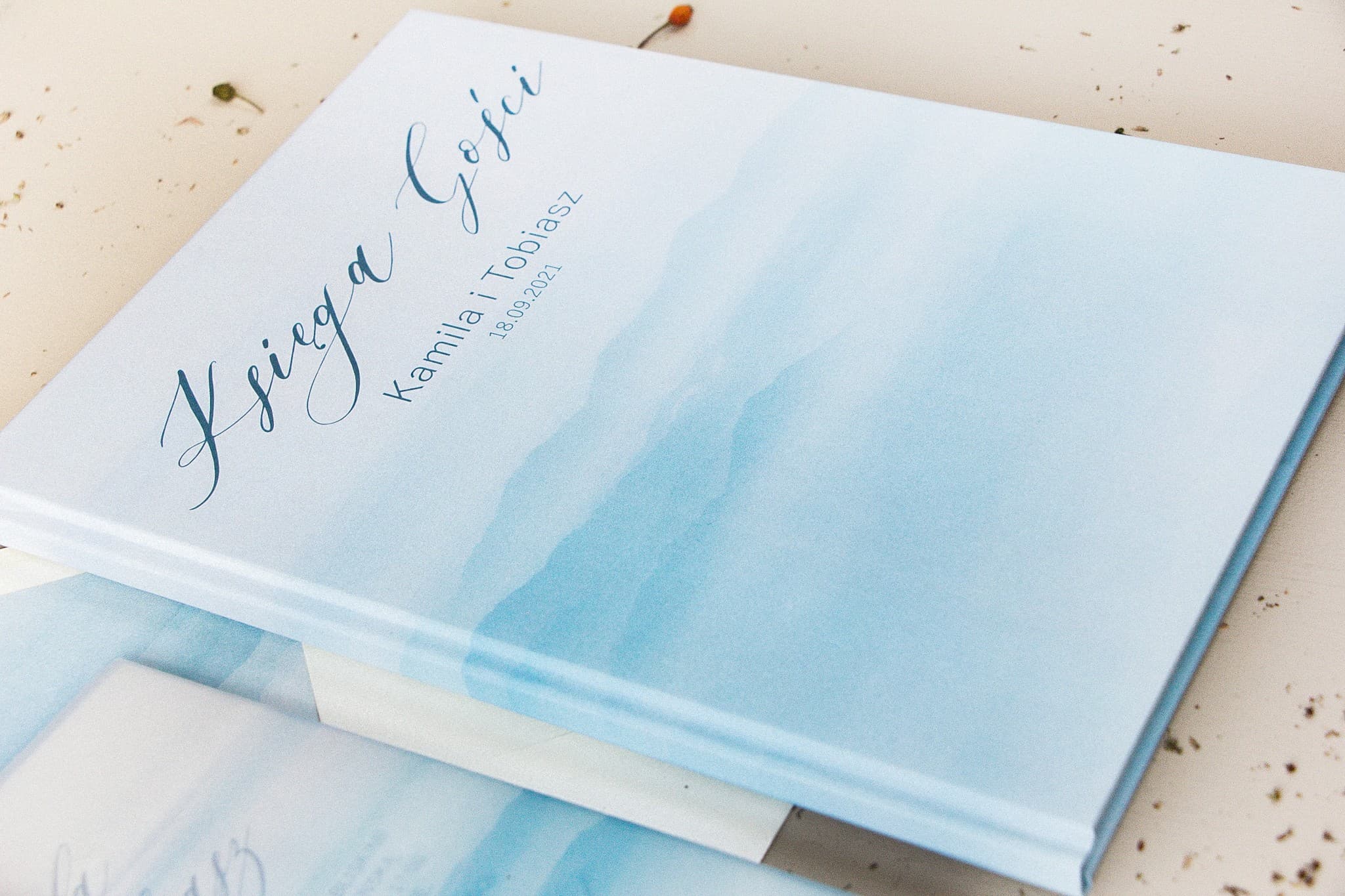 Libro de Visitas Azul Acuarela A4 Personalizado | Libro de Visitas de Boda con Nombre y Fecha | Opal n.º 4