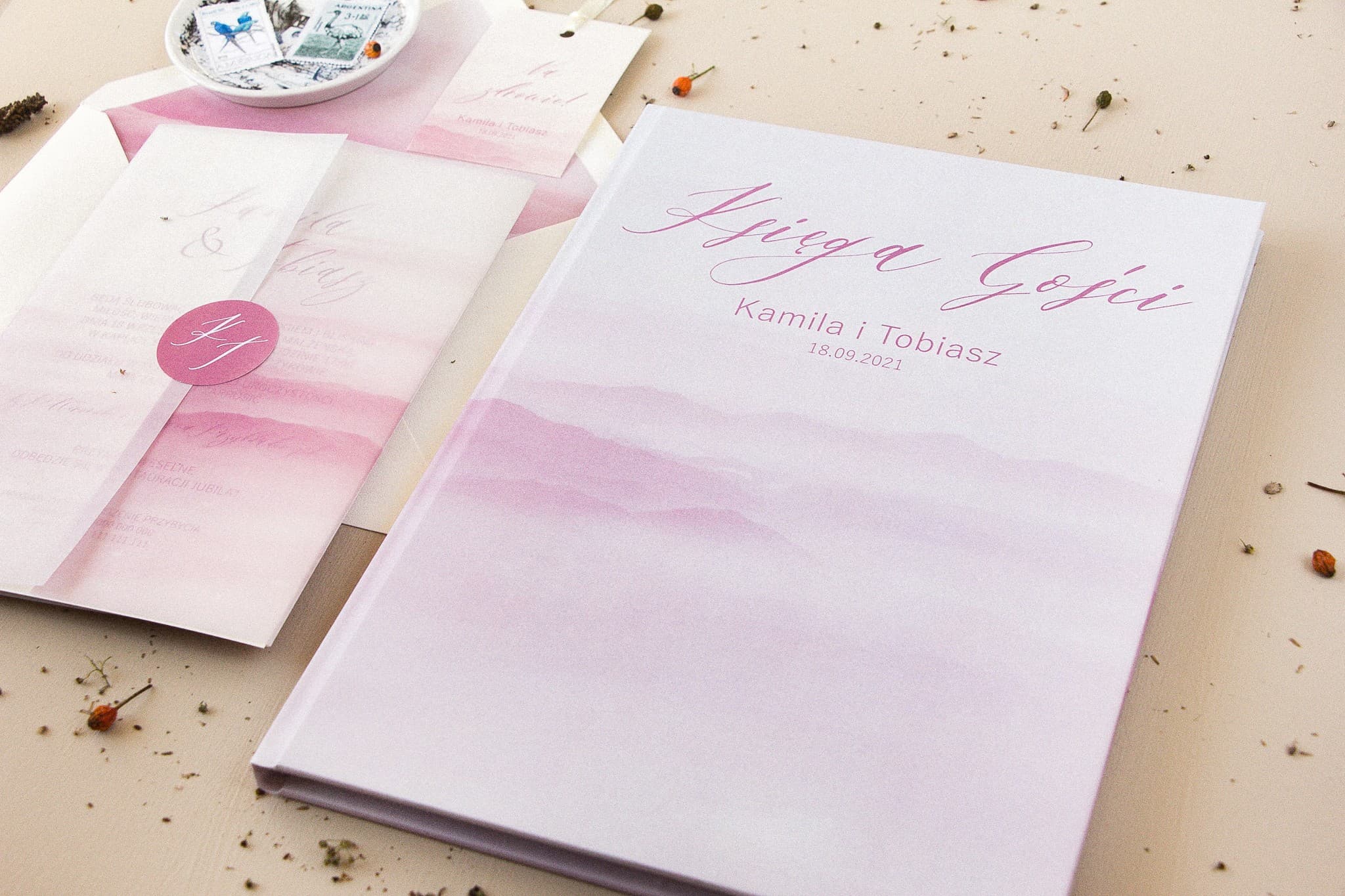 Libro de Visitas Rosa A4 Acuarela | Libro de Visitas de Boda Personalizado con Nombre y Fecha | Opal n.º 5