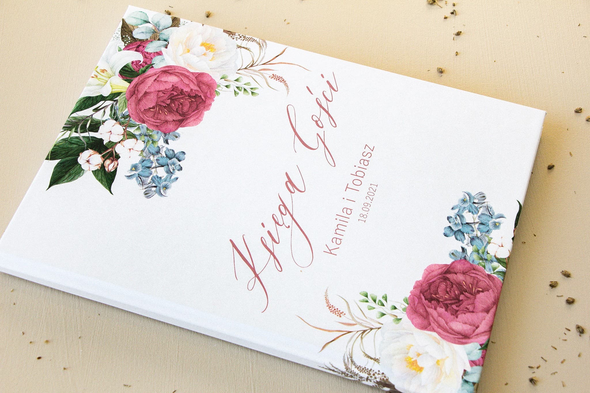 Libro degli Ospiti Personalizzato con Rose e Fiori | Elegante Libro Matrimoniale | Opal n. 10