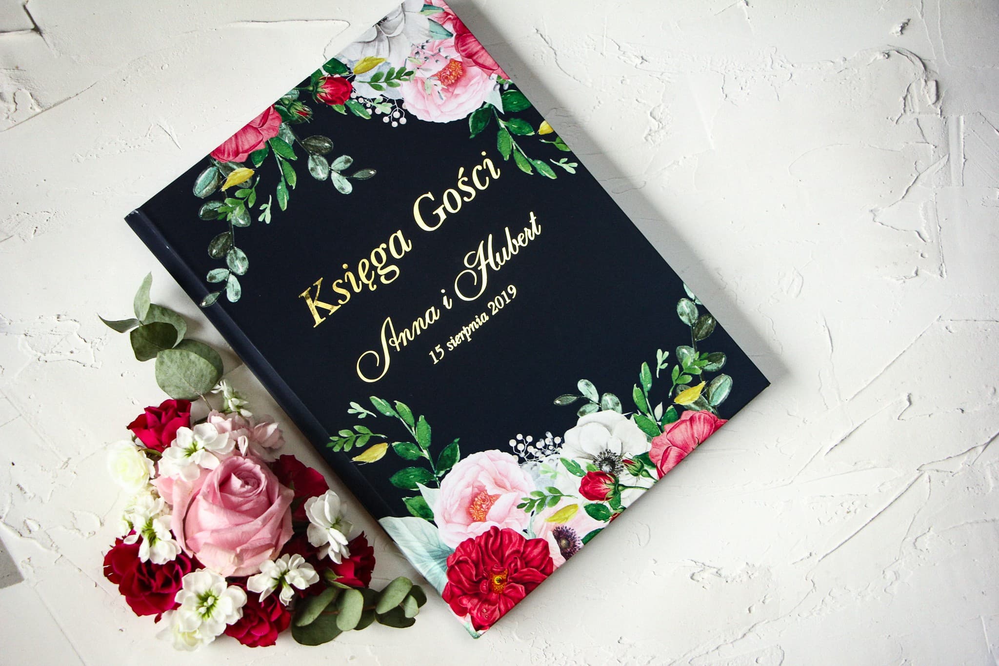 Libro Ospiti Nuziali Dorato con Peonie | Album Personalizzato per Dediche A4 | Zaffiro n. 4