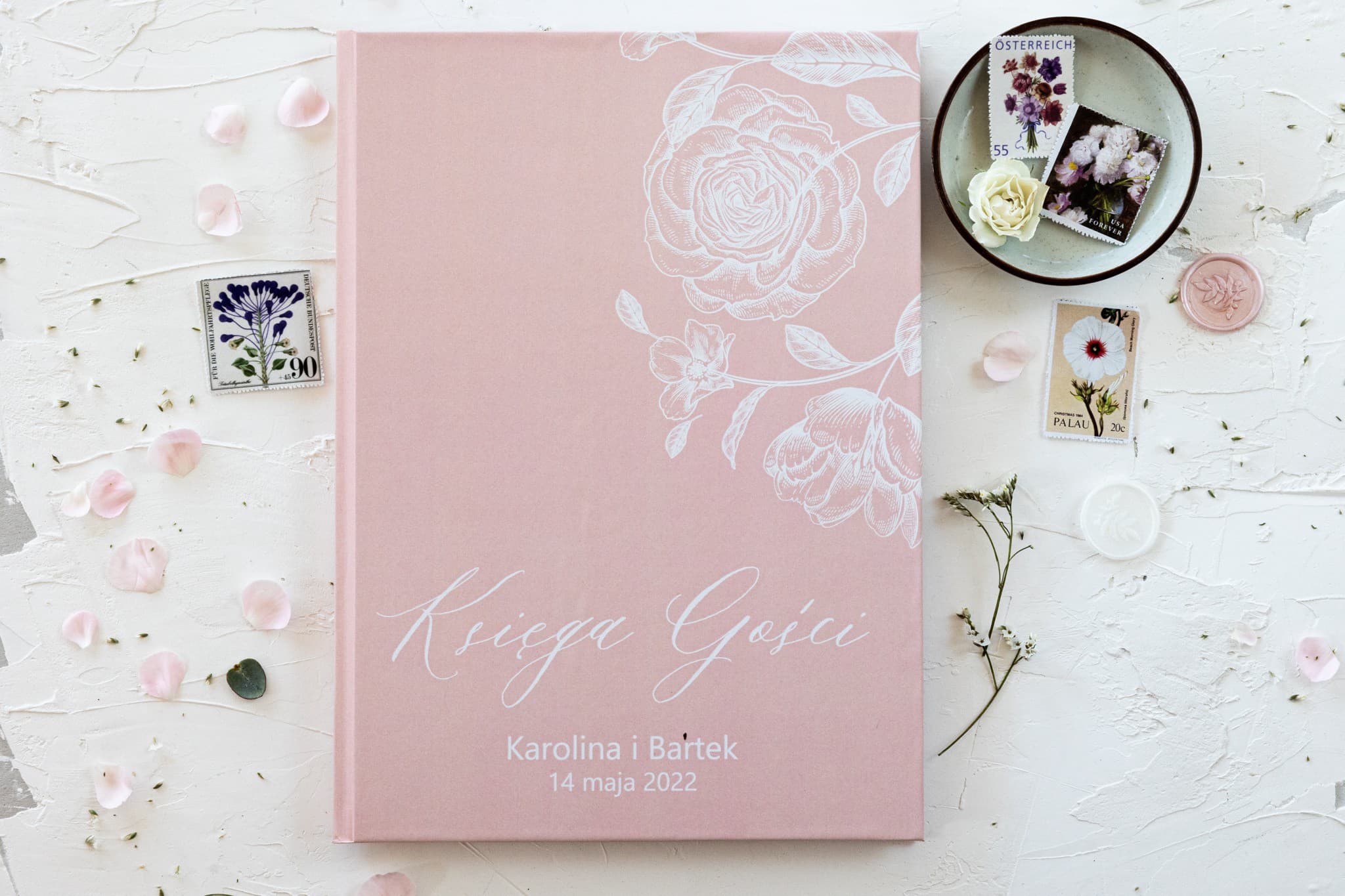 Libro degli Ospiti Matrimoniale rosa cipria dalla collezione Giada