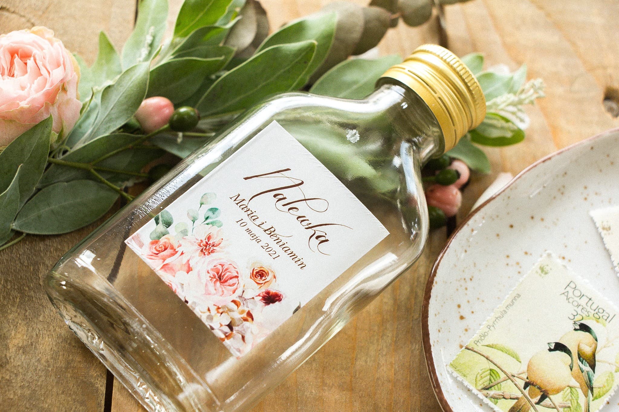 Gastgeschenke Likörfläschchen mit Rosen-Motiv | Kollektion Indygo Nr. 7 - 3