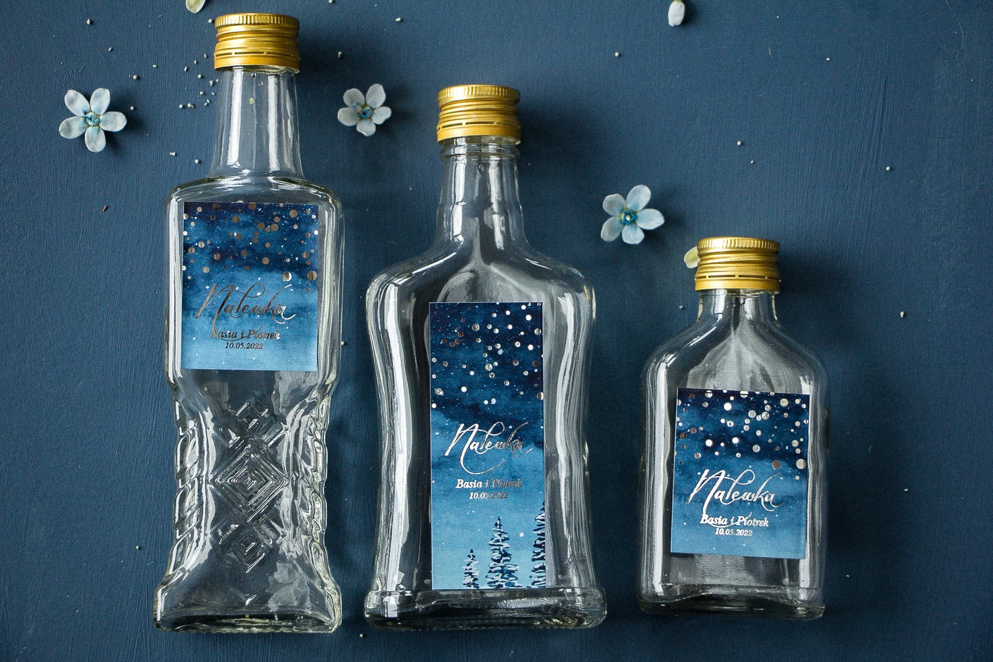 Liqueur Bottle Wedding Favour with Silver Foiled Label | Pastel No. 6 - 2