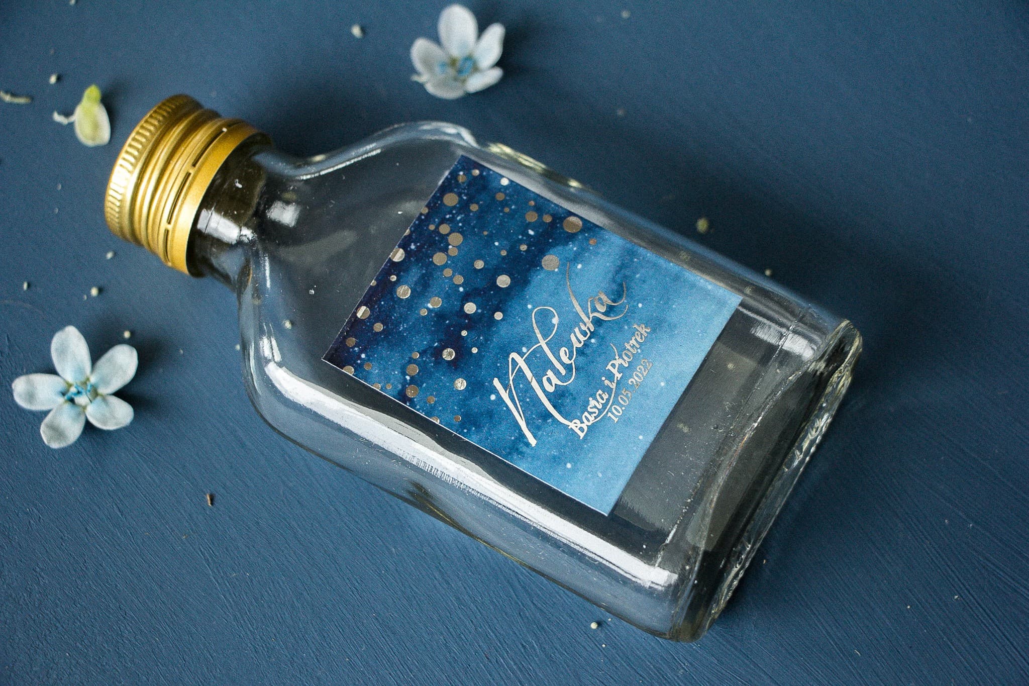 Liqueur Bottle Wedding Favour with Silver Foiled Label | Pastel No. 6 - 3