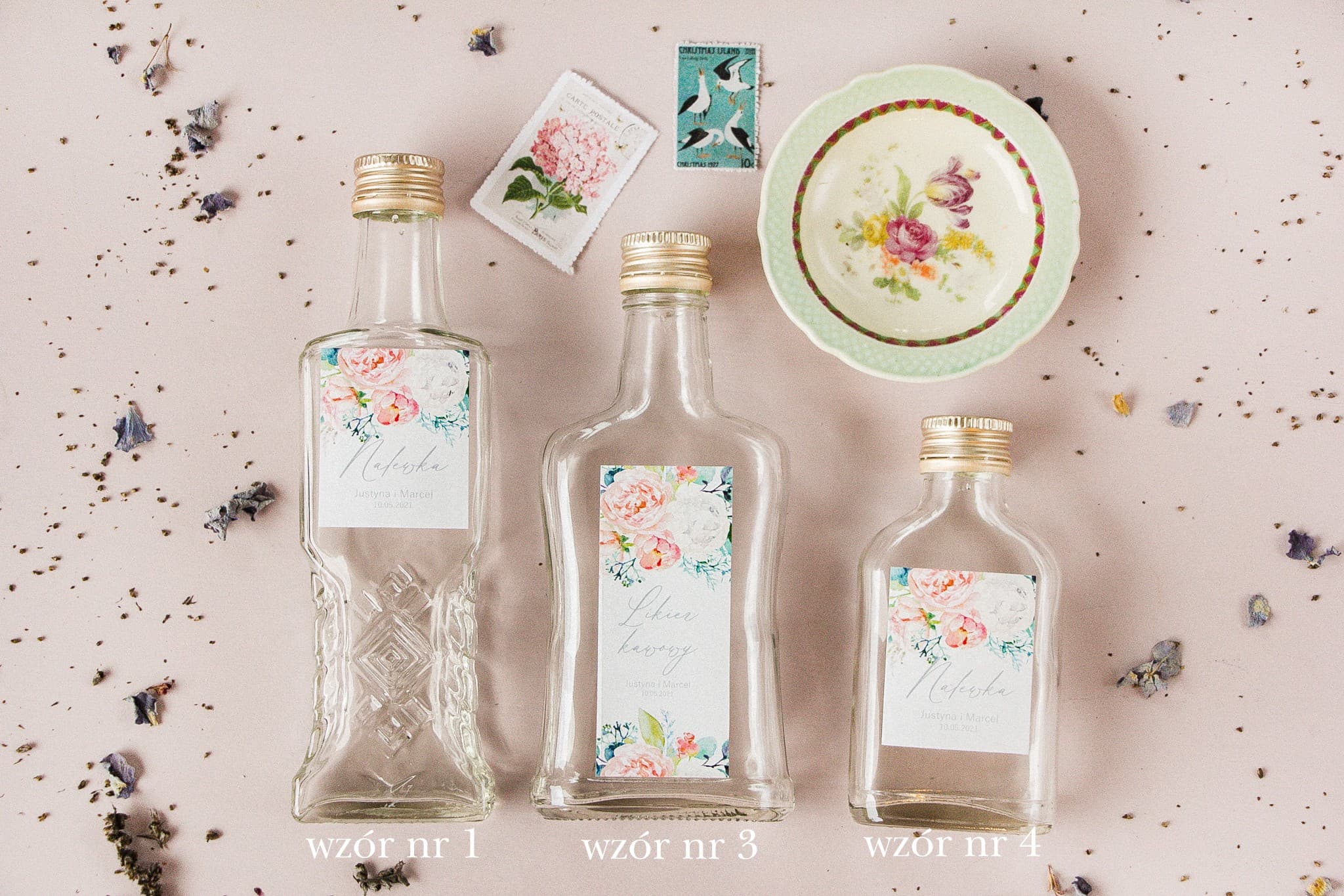 Peony Liqueur Bottle Wedding Favours Soft No. 1
