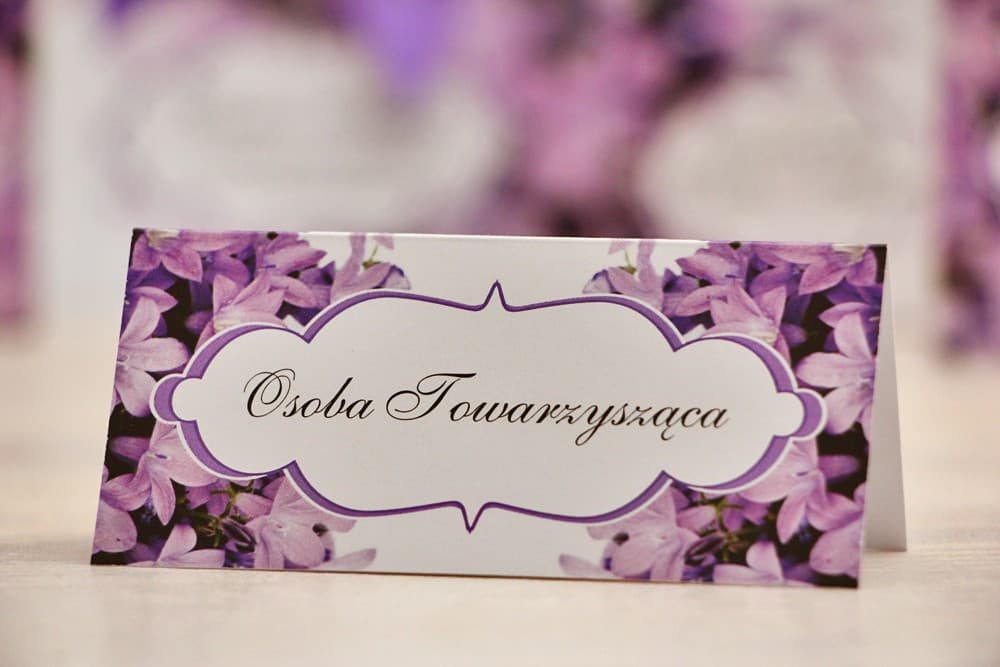 Marcasitios para mesa de boda - Felicja n.º 14 - Campanillas violetas - complementos de boda florales