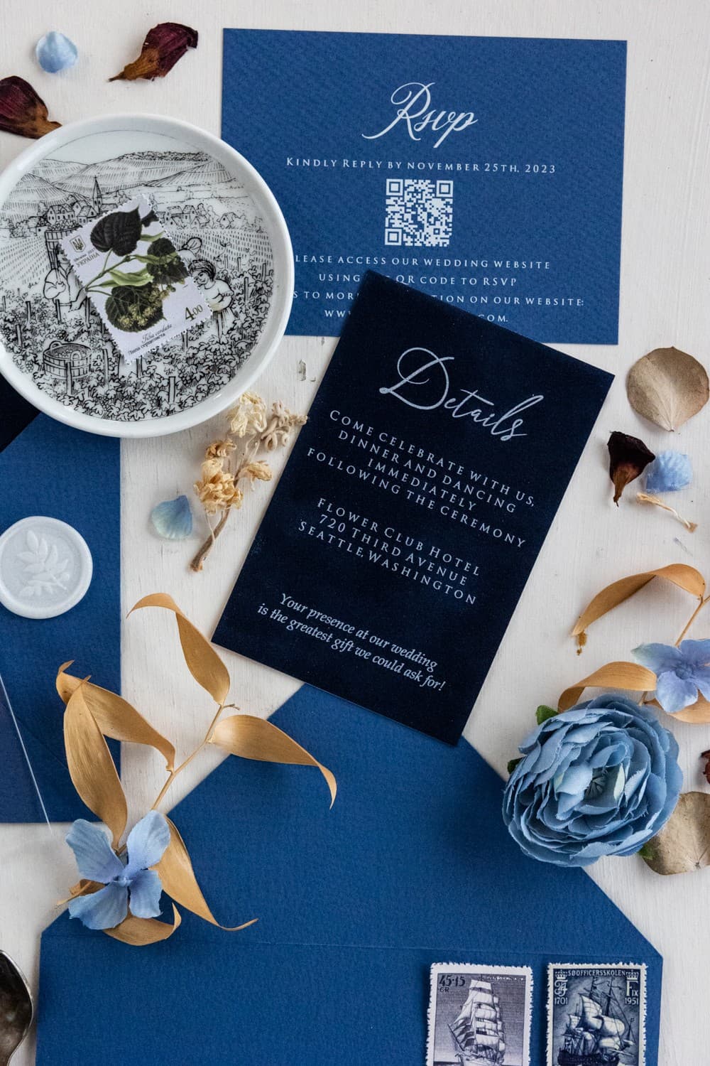 Marque-place de mariage en velours avec impression blanche Velours n° 2