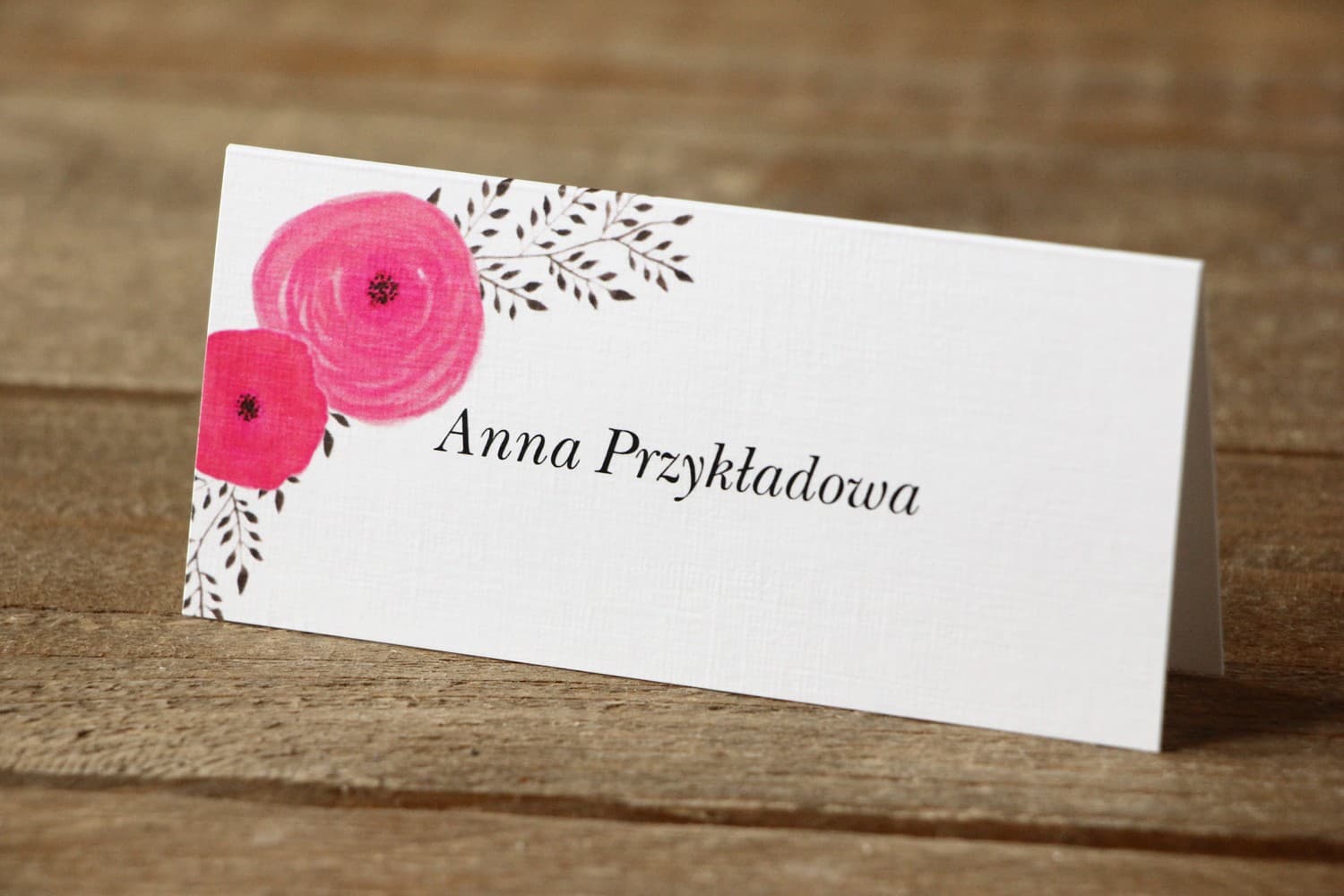 Marque-places de table mariage - Fleurs Peintes n° 19 - Renoncules amarante - accessoires de mariage