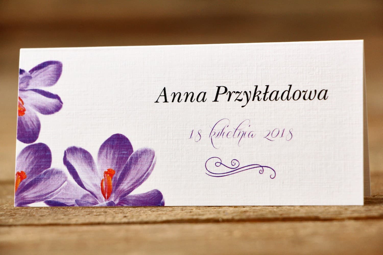 Marque-places pour table de mariage - Fleurs Peintes n° 10 - Crocus violets - papeterie de mariage