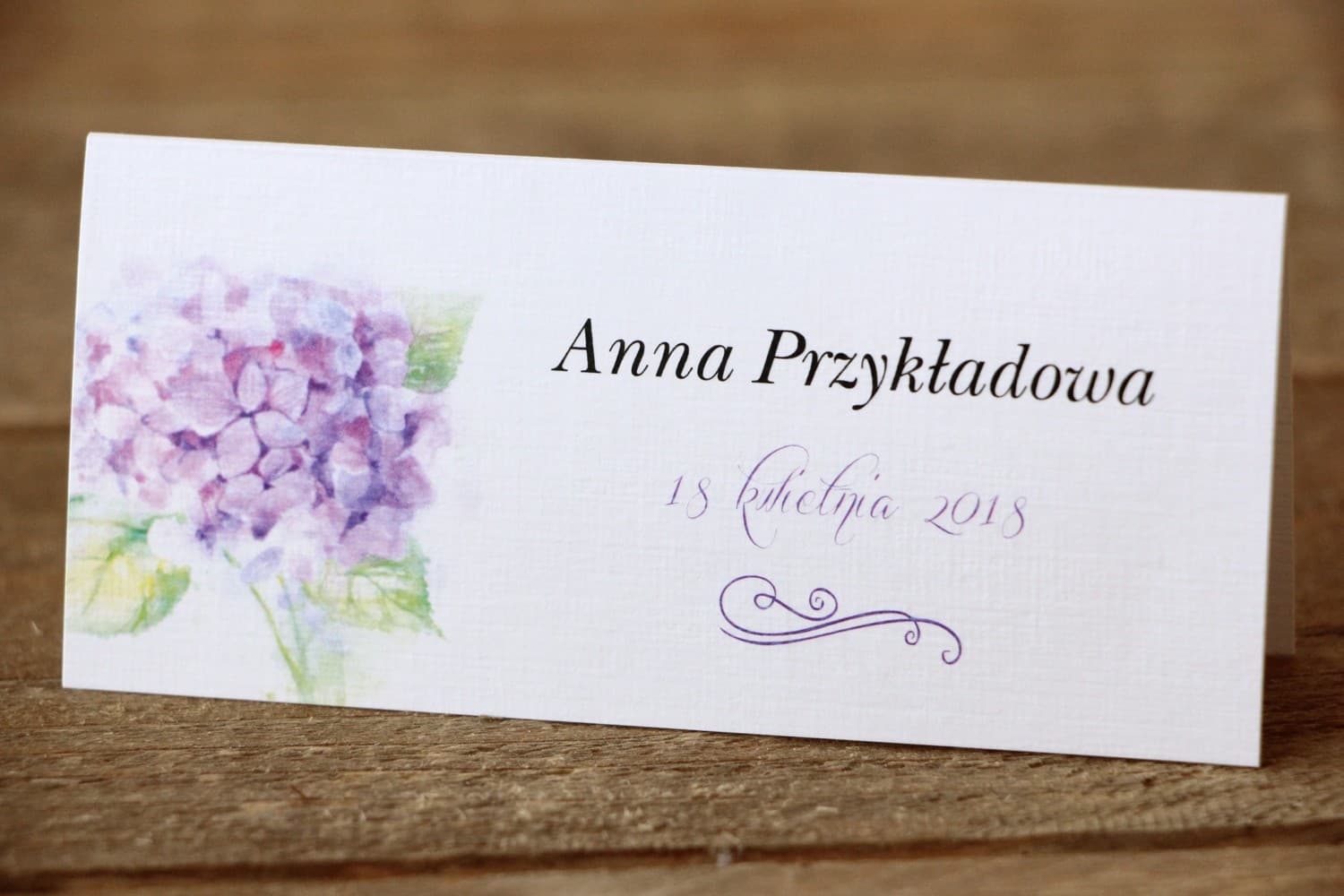 Marque-places pour table de mariage - Fleurs Peintes n° 3 - Hortensia - accessoires de table