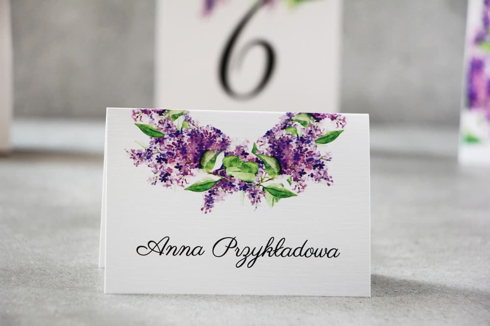 Marque-places pour table de mariage - Pistacjowe n° 2 - Lilas violet de printemps