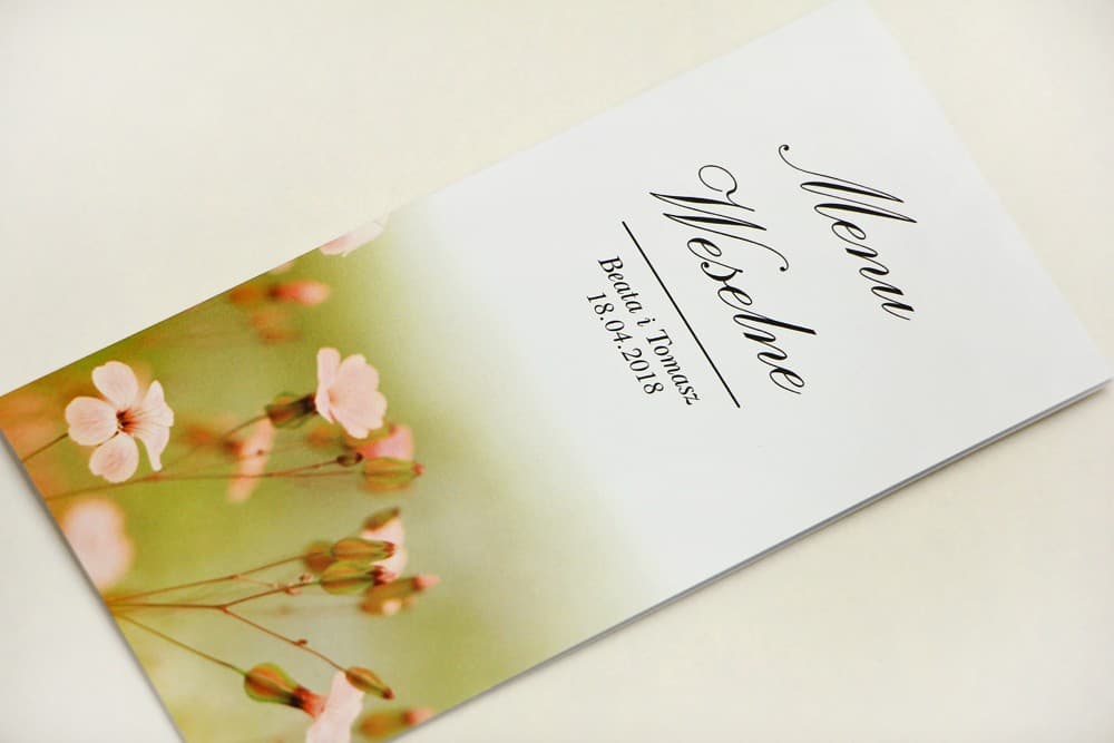 Menú de Boda con Flores Silvestres Rosas Personalizado | Carta de Menú para Mesa | Elegant n.º 29