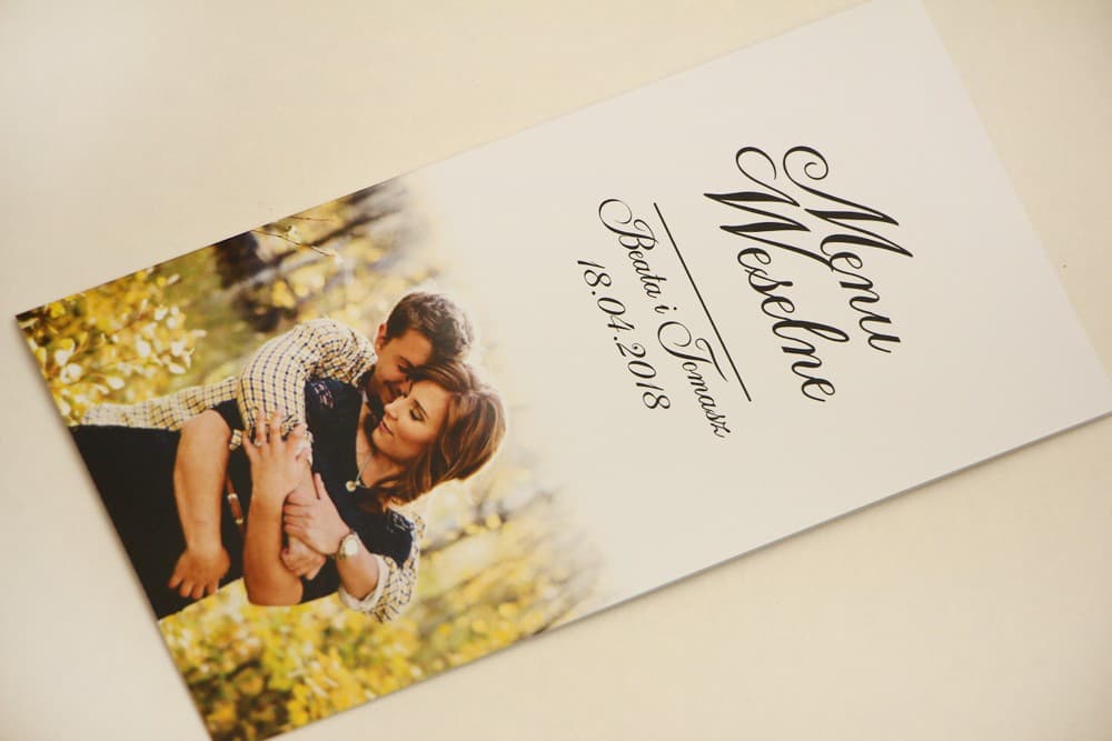 Menú de Boda con Foto Personalizado, Elegantes Cartas de Menú para Mesa | Menú para Boda con Foto Propia | Elegant n.º 22