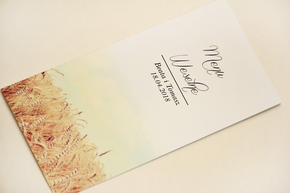 Menu Nuziale Rustico Spighe Grano Dorate Pieghevole | Carta Menu Tavolo Matrimonio Boho | Elegant n. 25