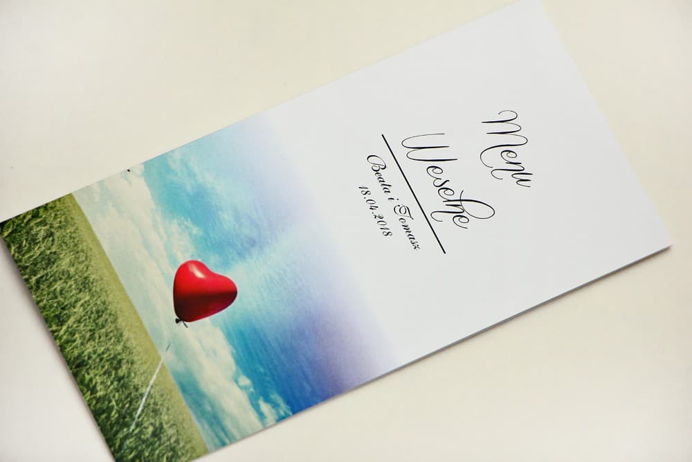 Menú de Boda de Sobremesa con Paisaje y Globo, Carta de Platos | Menú de Boda Personalizado | Elegant nº 19