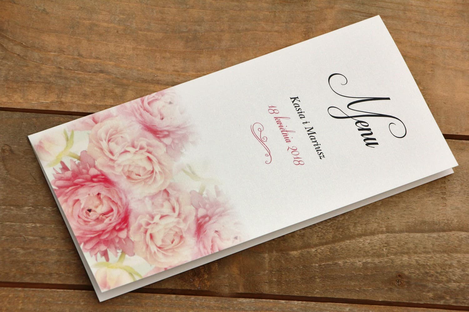 Menu de Mariage avec Pivoines, Carte de Menu Romantique | Menu de Mariage Délicat | Fleurs Peintes n° 9