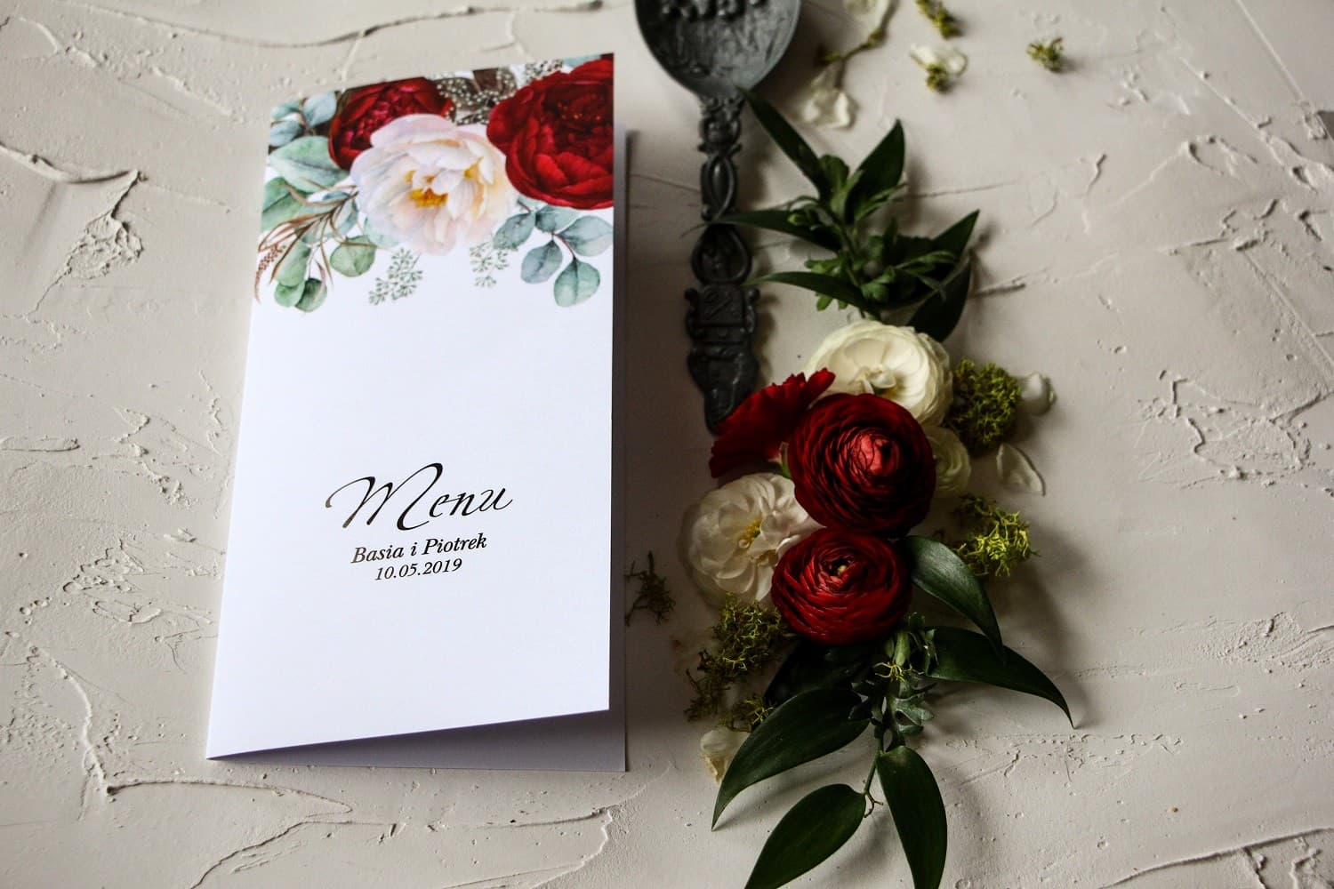 Menu Weselne Glamour Srebrzone z Piwoniami | Elegancka Karta Menu na Stół | Pastelowe nr 5