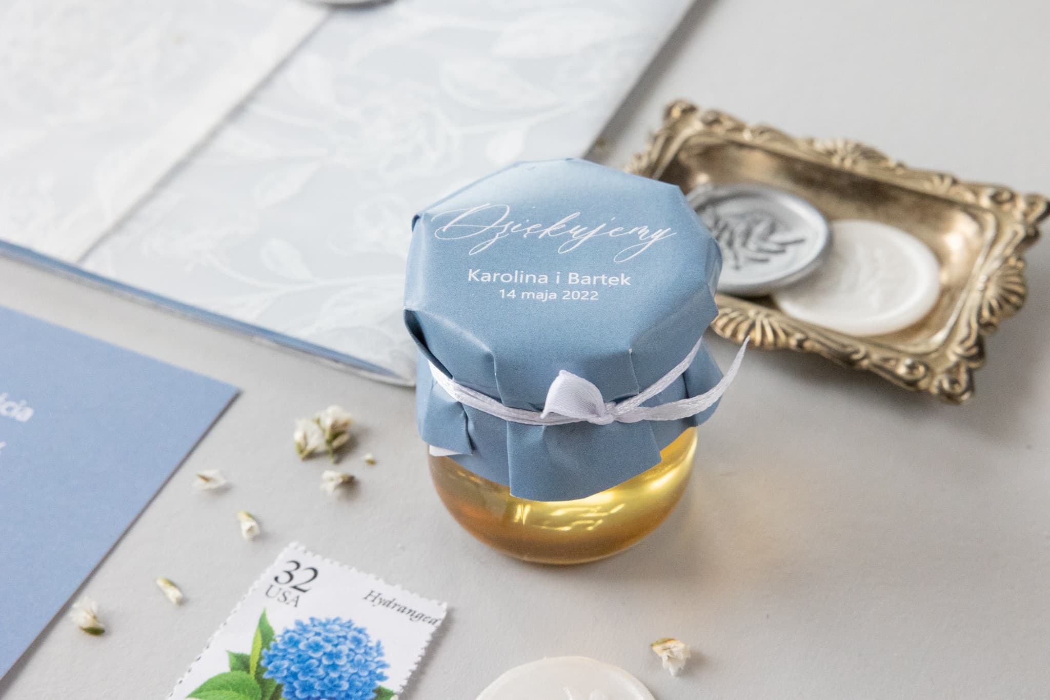 Tarritos de Miel Nefryt n.º 2 – Dulce Detalle con Flor Azul