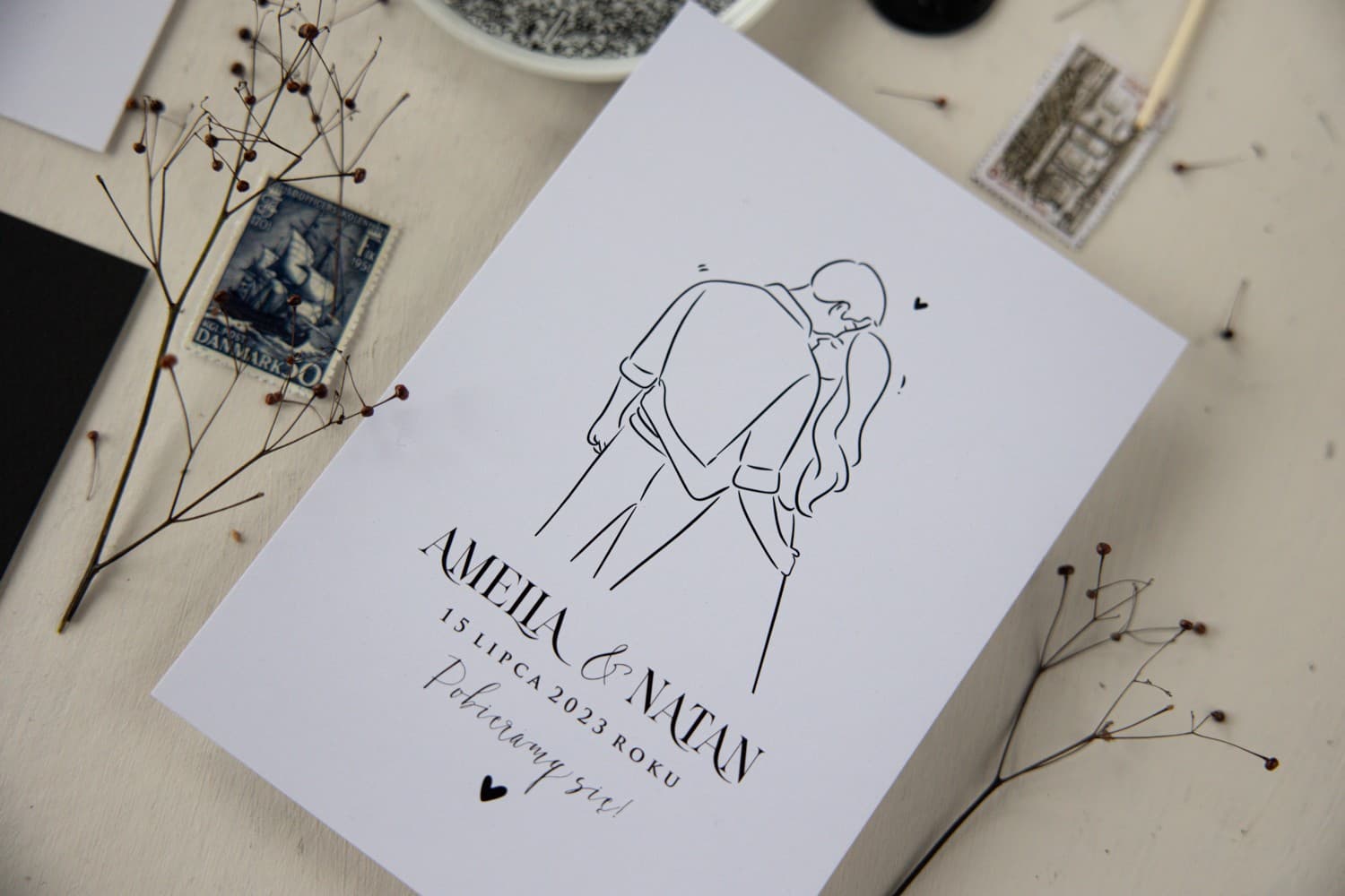 Magnolia No. 1 Wedding Invitation – Minimalist with Black Envelope - 3