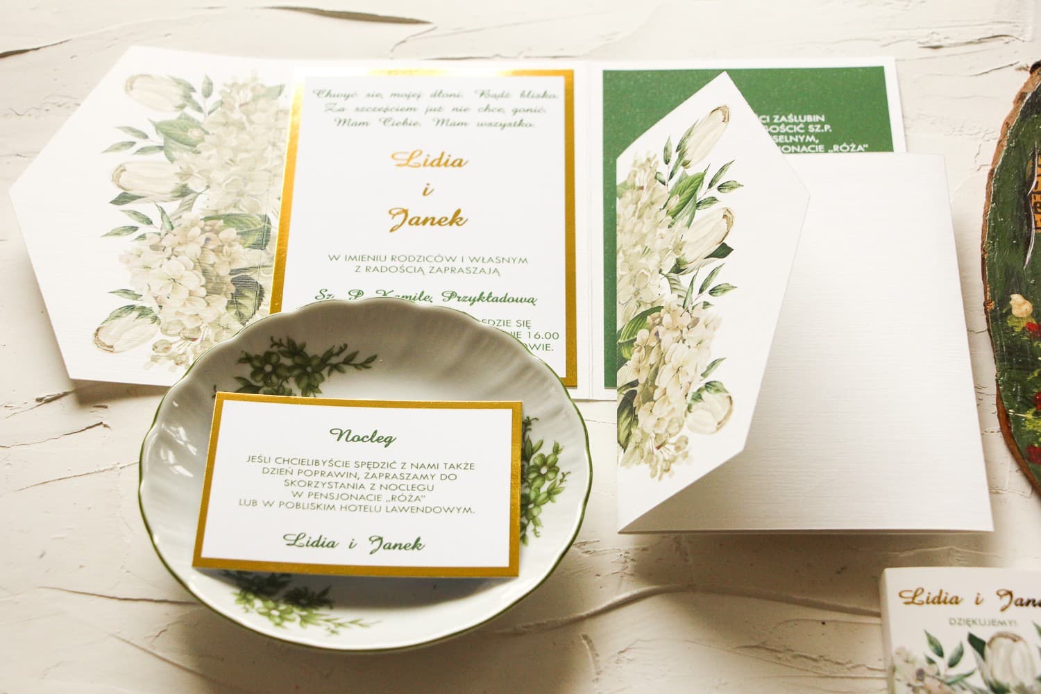 Muestra de Invitación de Boda Flores Hortensia Tulipanes | Comprueba la Calidad | Avril n.º 2