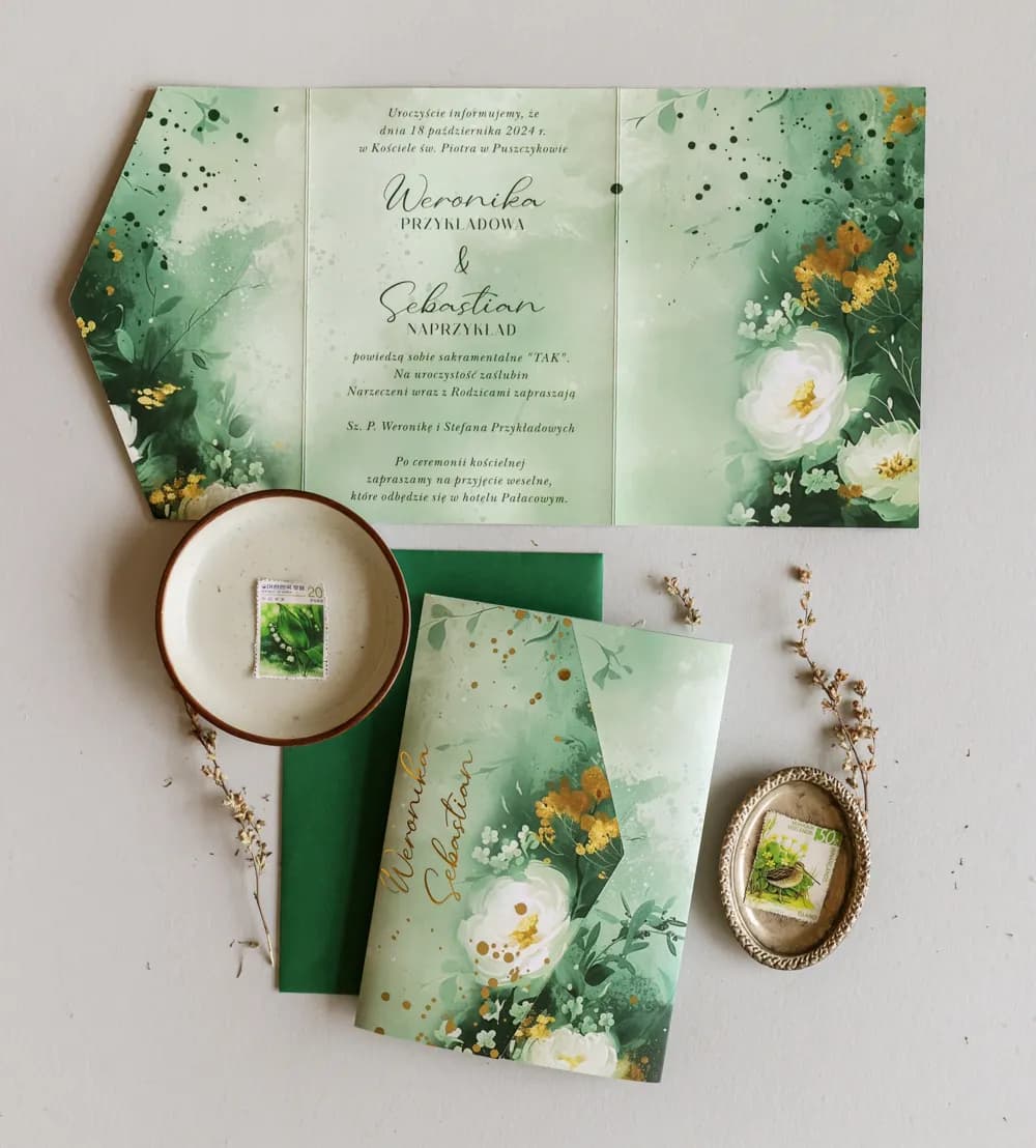 Muestra Invitación Jadeit n.º 2 – Flores Pastel y Dorado