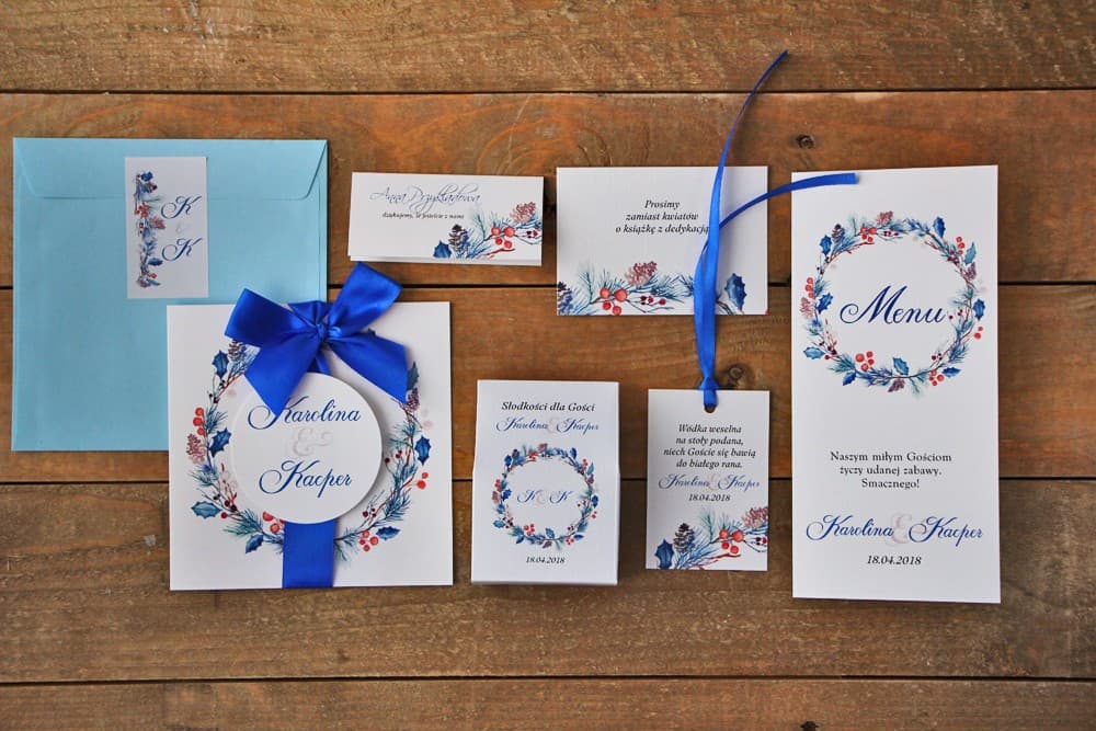 Set de Muestras de Papelería de Boda Acuarelas de Invierno | Pide Muestras de Invitaciones de Boda y Evalúa la Calidad Antes de Comprar | Acuarelas nº 15