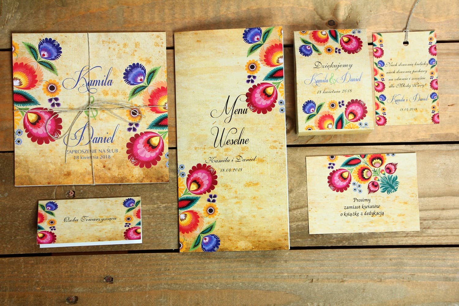 Muestras de Invitaciones de Boda Folk con Motivo Łowicki | Set de Muestras de Papelería Étnica | Folk nº 4
