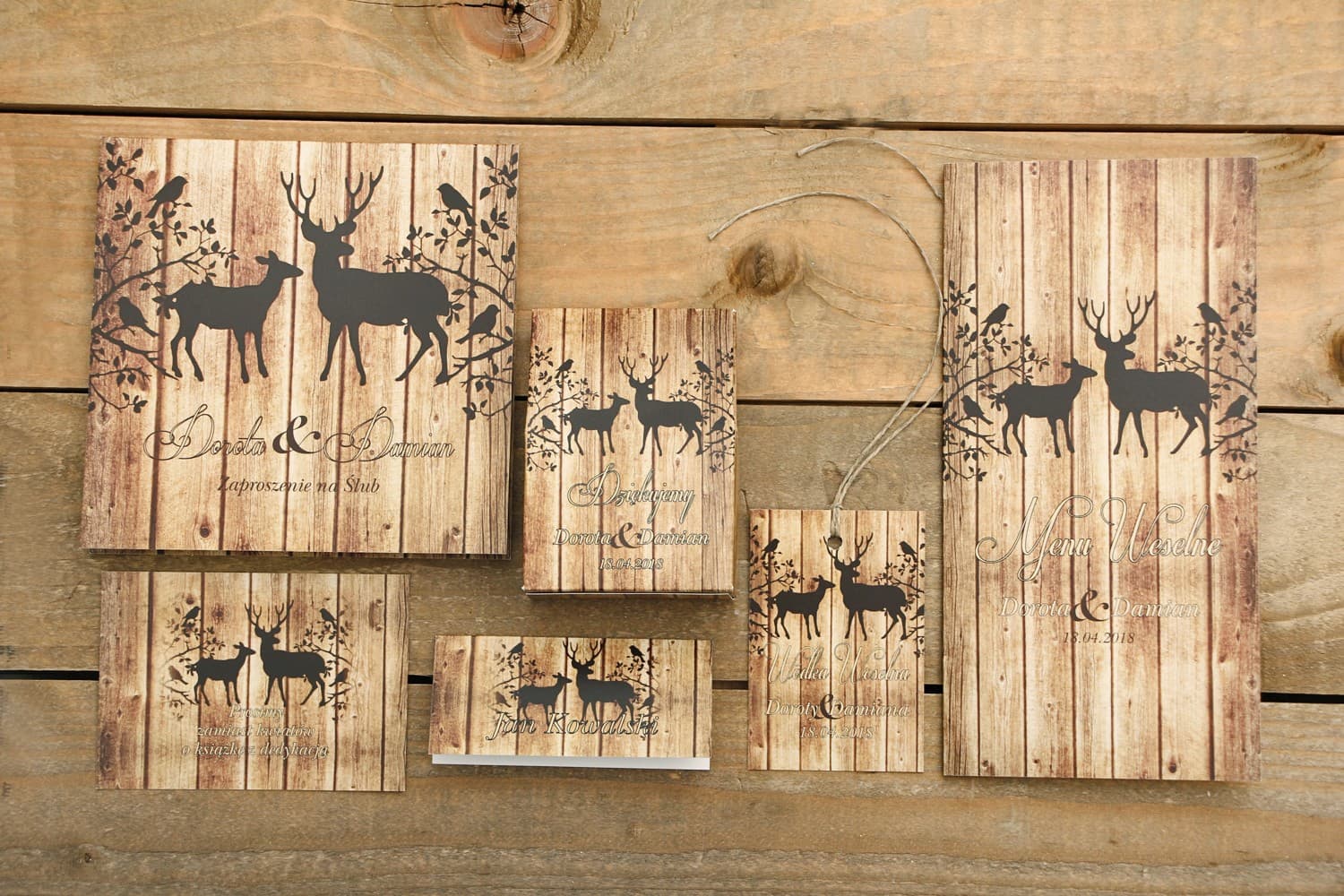 Set de Muestras de Invitaciones con Ciervo, Motivo Forestal | Muestras de Invitaciones de Boda Rústicas | Rústico nº 3