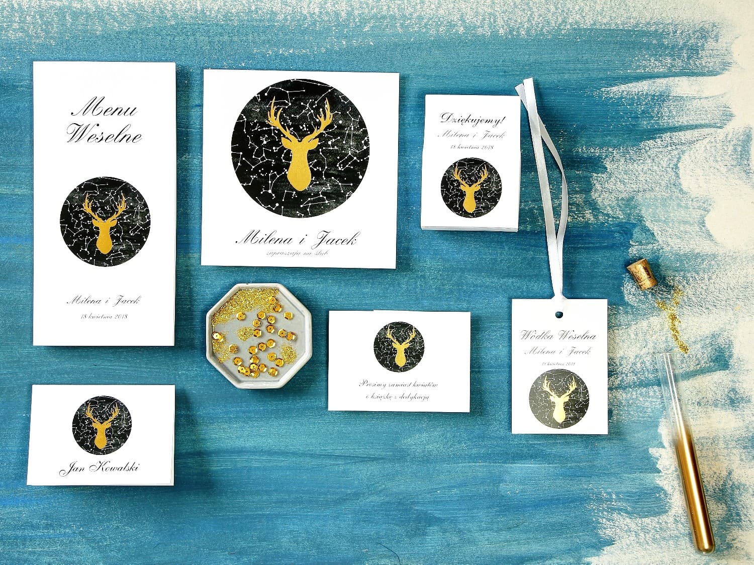 Set de Muestras de Papelería Nupcial | Invitaciones, Complementos, Cupón | Noche de Luna nº 6