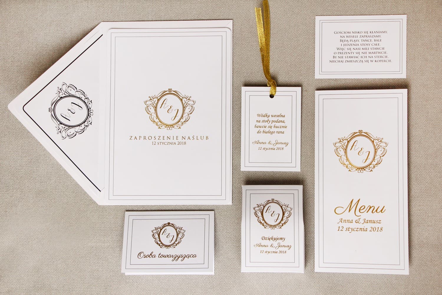 Muestras de Invitaciones de Boda Glamour Dorado | Set de Prueba de Papelería | Sonata nº 9