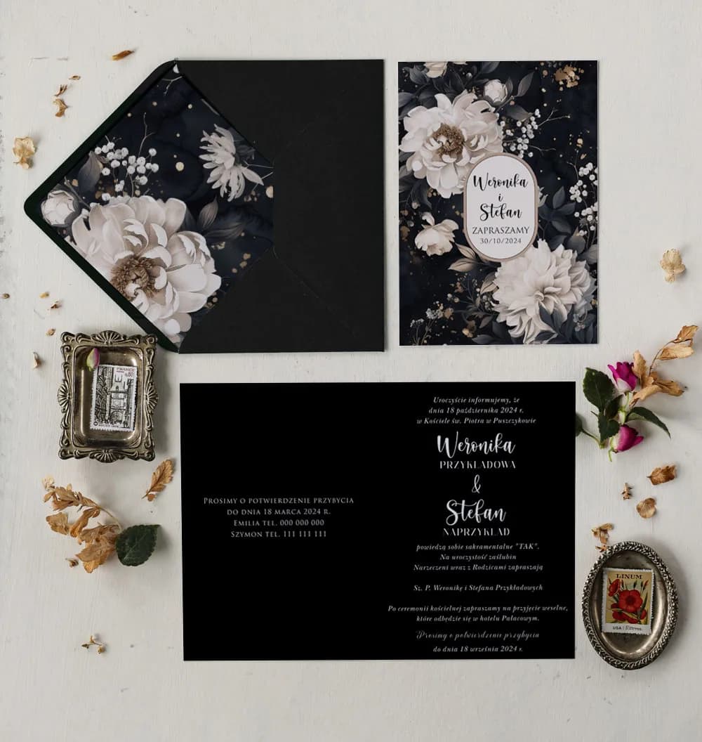 Muster der Hochzeitseinladung mit Blumen Impresja Nr. 17