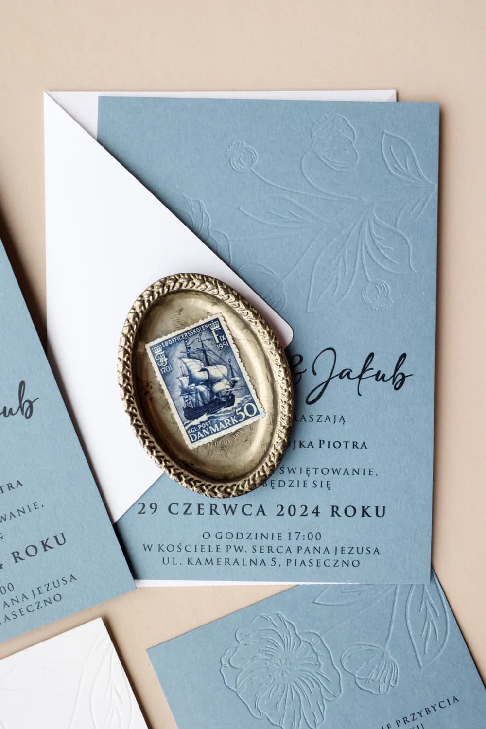 Muster-Hochzeitseinladung Karmen Nr. 3 – Letterpress und Baumwollpapier