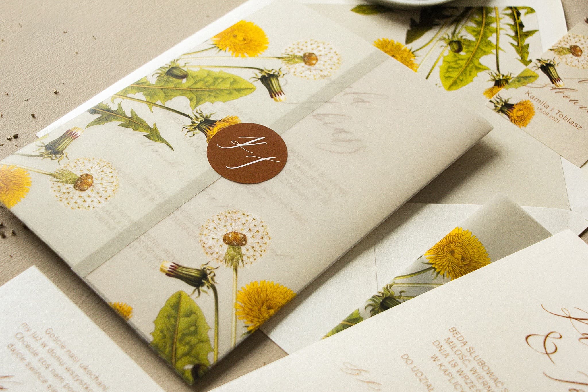 Muster Hochzeitseinladung Opal Nr. 6 – Botanische Pusteblumen