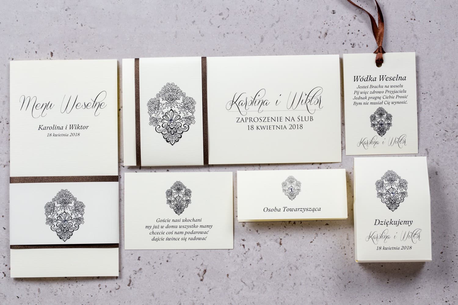 Muster Hochzeitseinladungen mit Zirkonia & Ornament | Papeterie-Set Qualitätstest | Moreno Nr. 6