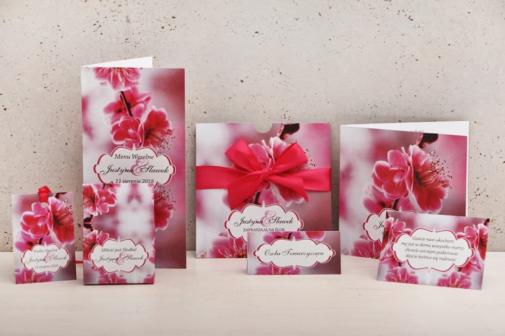 Muster-Set Hochzeitspapeterie Rosa Kirschblüten | Einladungskarten Muster & Zubehör | Felicja Nr. 12