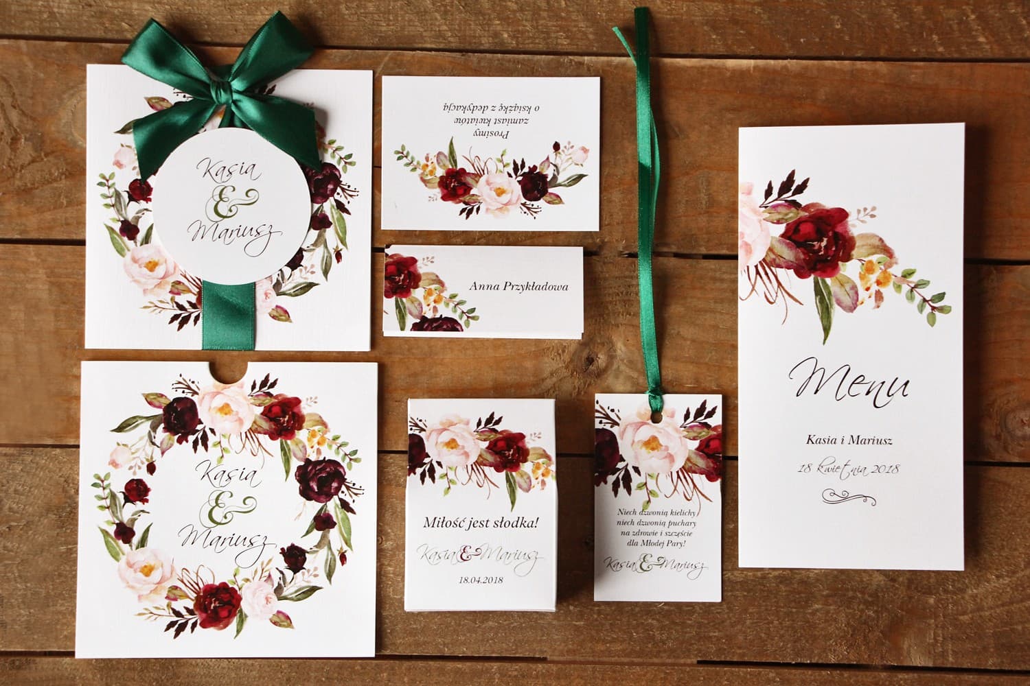 Muster-Set Hochzeitseinladungen Pfingstrosen | Kollektion Malowane Kwiaty Nr. 29