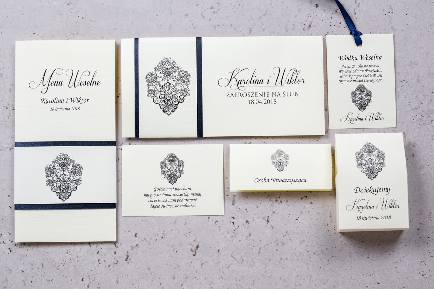 Muster Hochzeitseinladungen, Papeterie-Set mit Zirkonia | Klassische Einladungskarten | Moreno Nr. 8