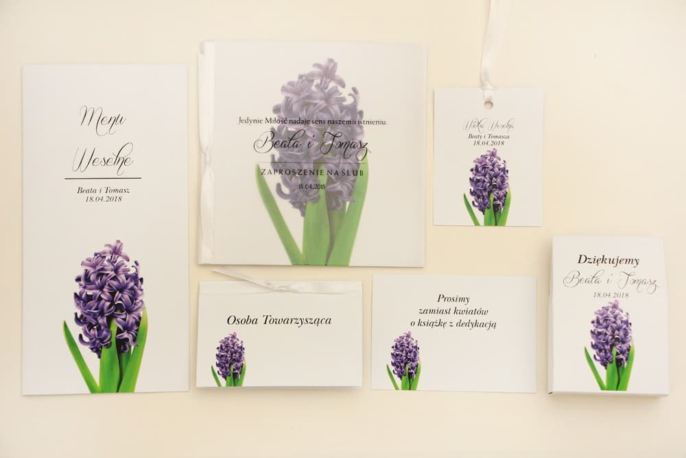 Musterset mit Transparentpapier, Lila Hyazinthe + 2,50 € Gutschein | Muster für Hochzeitseinladungen, Hochzeitspapeterie | Elegant Nr. 7