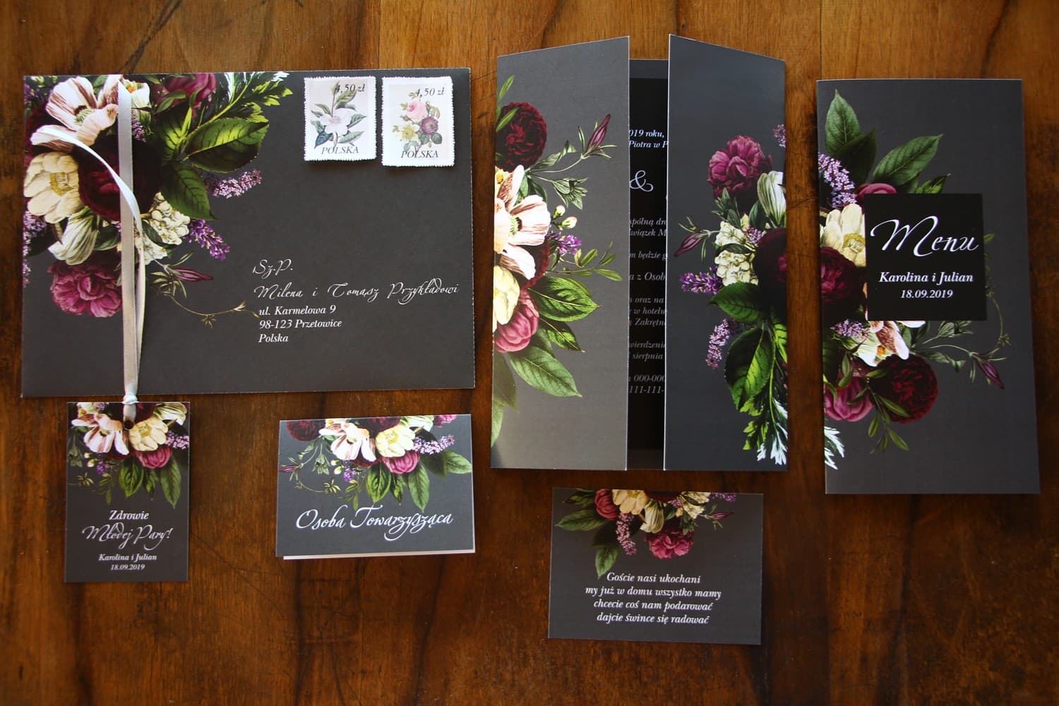 Muster-Set Hochzeitseinladungen Blumen | Vintage Papeterie-Set | Eteryczne Nr. 2