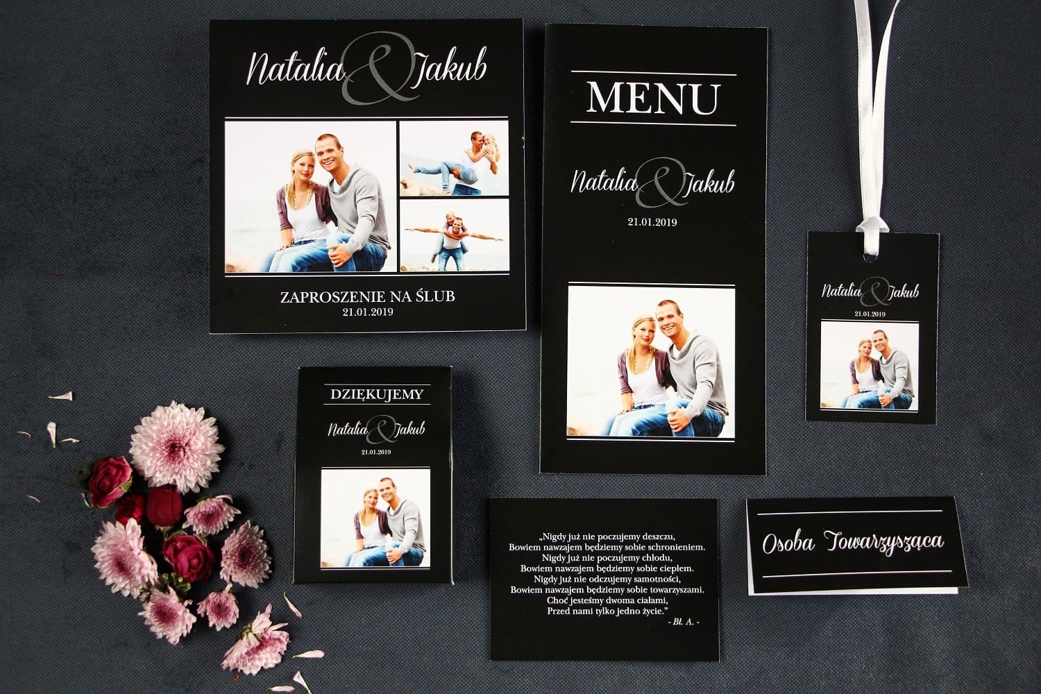 Muster-Set Hochzeitseinladungen mit Foto | Papeterie-Qualitätscheck | Ze Zdjeciem Nr. 1