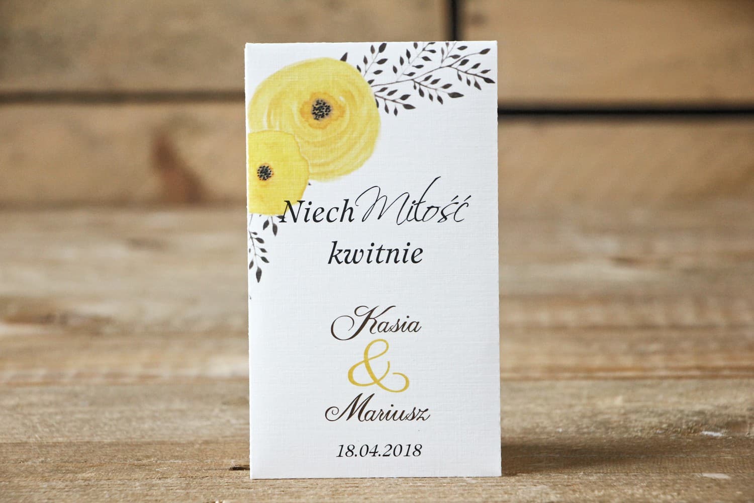 Eko Podziękowania dla Gości Nasiona Niezapominajki, Żółte Kwiaty | Personalizowane Upominki Ślubne | Malowane Kwiaty nr 18