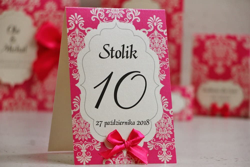 Eleganti Numeri da Tavolo per Matrimonio Amaranto, Perlati con Decorazione | Numerazione Tavoli | Ornamento n. 5