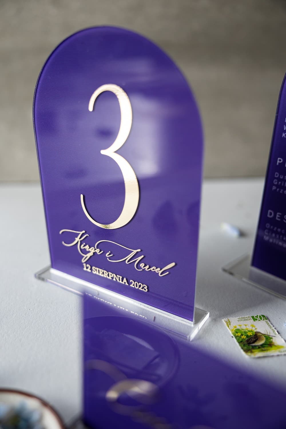 Numeri da Tavolo Matrimoniale Plexiglass Dorati Lavanda | Numeri Eleganti Glamour | Dalia n. 7