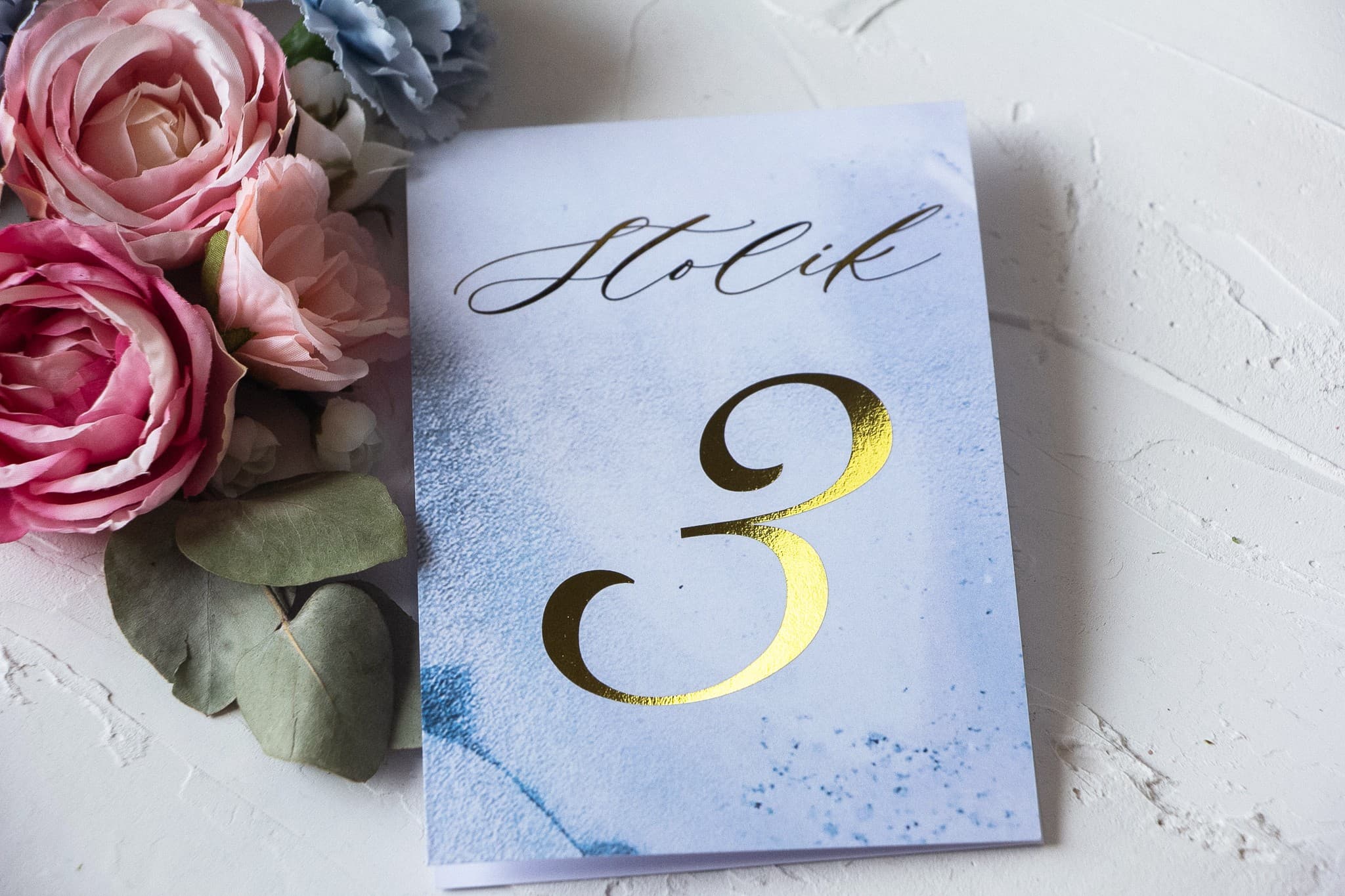 Números de Mesa de Boda Mármol Azul Dorado | Numeración Glamour | Mármol nº 3