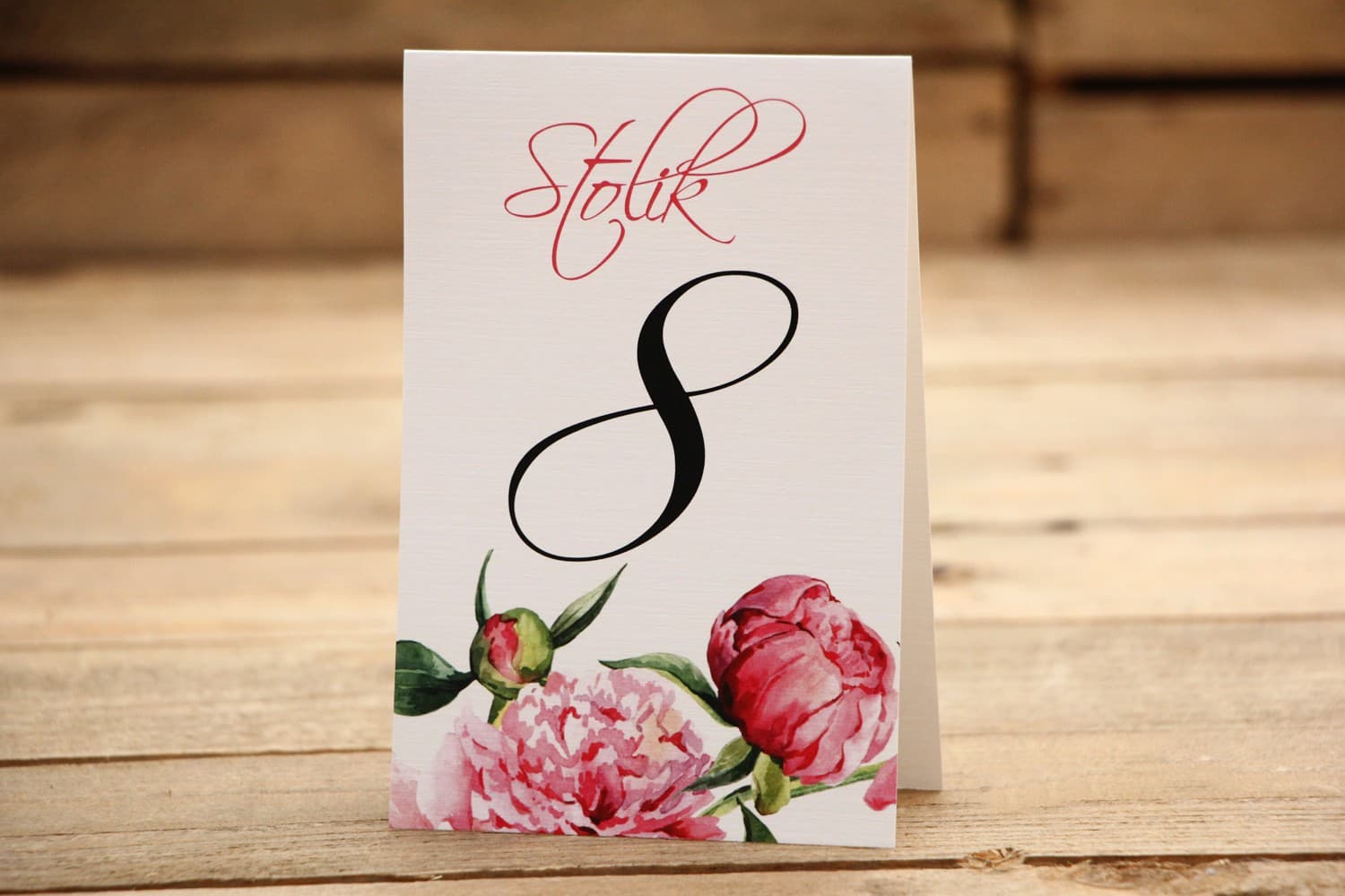 Números de Mesa de Boda Florales Amaranto | Identificadores de Mesa Plegables A6 | Flores Pintadas nº 15